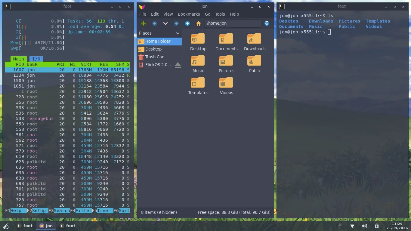 FlickOS window tiling — Columns