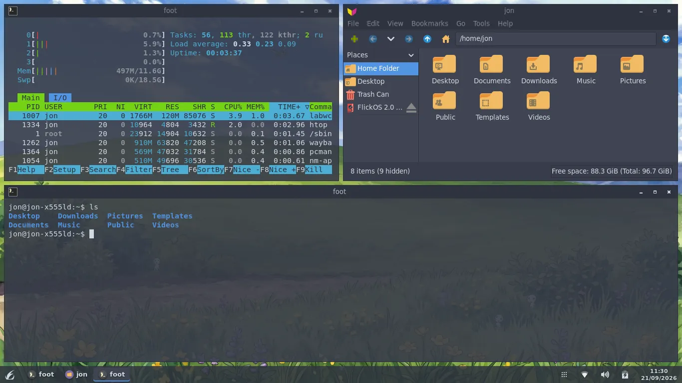 FlickOS window tiling — Grid